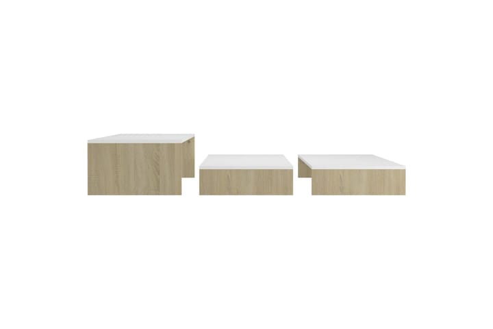 Sohvapöytäsarja valkoinen ja Sonoma-tammi 100x100x26,5cm - Sohvapöytä - Sarjapöytä