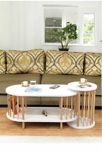 Sohvapöytäsetti Hanah Home Peka Set (90 x 43 x 45 cm) Valkoinen - Valkoinen - Huonekalut - Pöytä & ruokailuryhmä - Sohvapöytä
