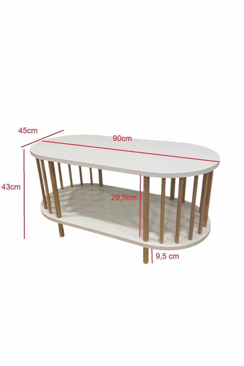 Sohvapöytäsetti Hanah Home Peka Set (90 x 43 x 45 cm) Valkoinen - Valkoinen - Huonekalut - Pöytä & ruokailuryhmä - Sohvapöytä