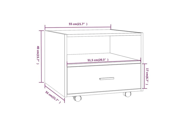 Sohvapöytä Sonoma-tammi 55x55x40 cm tekninen puu - Ruskea - Huonekalut - Pöytä & ruokailuryhmä - Sohvapöytä