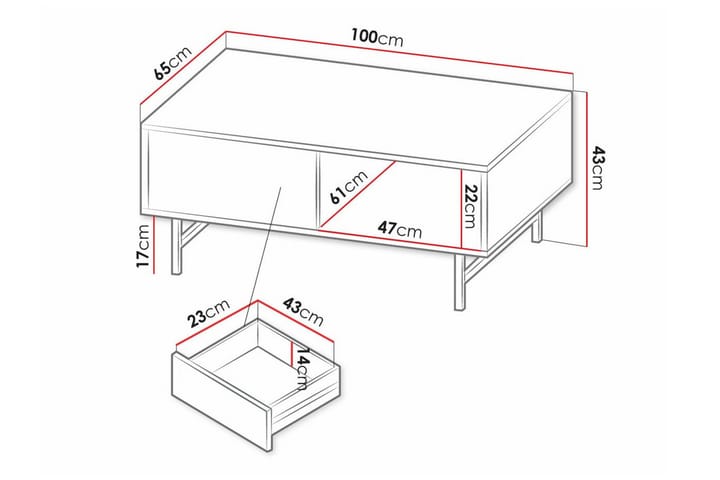 Sohvapöytä Staffin 65 cm - Musta - Sohvapöytä