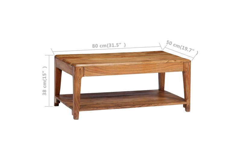 Sohvapöytä täysi puu 88x50x38 cm - Ruskea - Huonekalut - Pöytä & ruokailuryhmä - Sohvapöytä