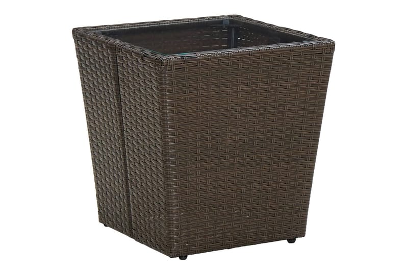 Teepöytä ruskea 41,5x41,5x44 cm polyrottinki ja karkaistu la - Huonekalut - Pöytä & ruokailuryhmä - Sohvapöytä