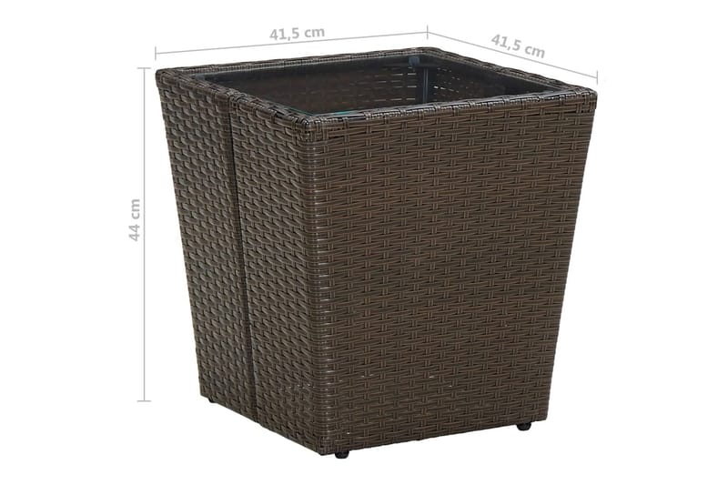 Teepöytä ruskea 41,5x41,5x44 cm polyrottinki ja karkaistu la - Huonekalut - Pöytä & ruokailuryhmä - Sohvapöytä