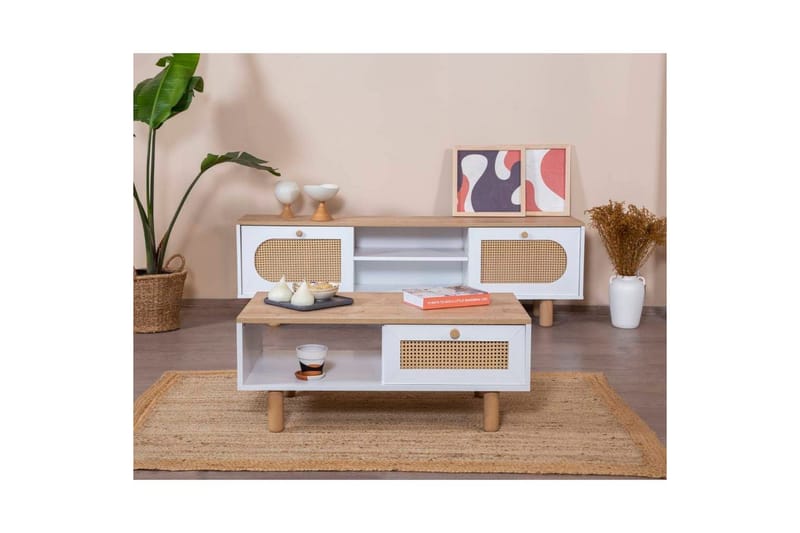 Sohvapöytä Terra Valkoinen / Tammi - Valkoinen - Huonekalut - Pöytä & ruokailuryhmä - Sohvapöytä