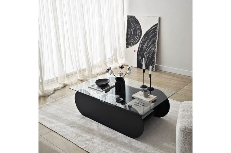 Sohvapöytä Tevrin Musta / Läpinäkyvä - Musta / Läpinäkyvä - Huonekalut - Pöytä & ruokailuryhmä - Sohvapöytä