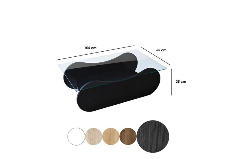 Sohvapöytä Tevrin Musta / Läpinäkyvä - Musta / Läpinäkyvä - Huonekalut - Pöytä & ruokailuryhmä - Sohvapöytä