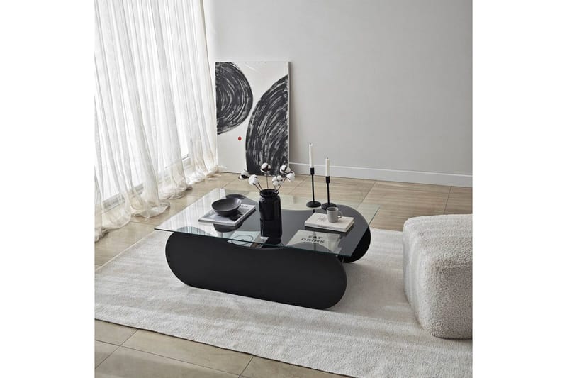 Sohvapöytä Tevrin Musta / Läpinäkyvä - Musta / Läpinäkyvä - Huonekalut - Pöytä & ruokailuryhmä - Sohvapöytä