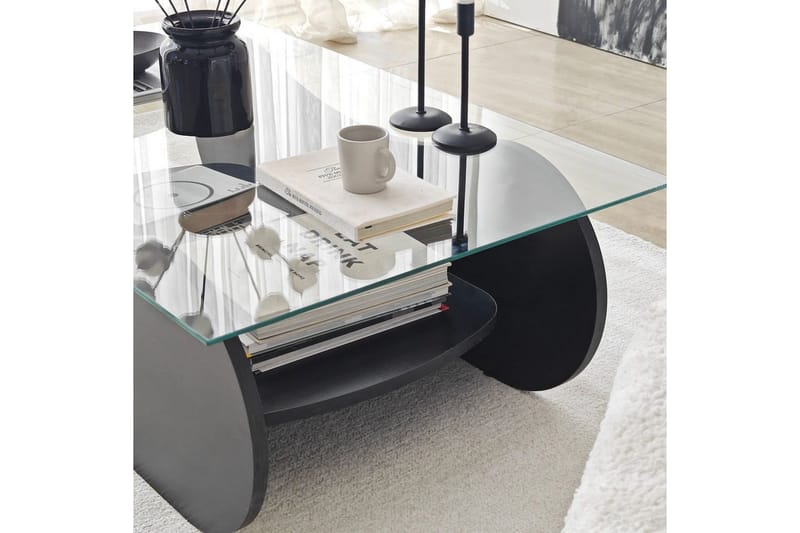 Sohvapöytä Tevrin Musta / Läpinäkyvä - Musta / Läpinäkyvä - Huonekalut - Pöytä & ruokailuryhmä - Sohvapöytä
