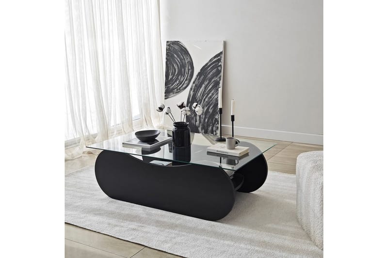 Sohvapöytä Tevrin Musta / Läpinäkyvä - Musta / Läpinäkyvä - Huonekalut - Pöytä & ruokailuryhmä - Sohvapöytä