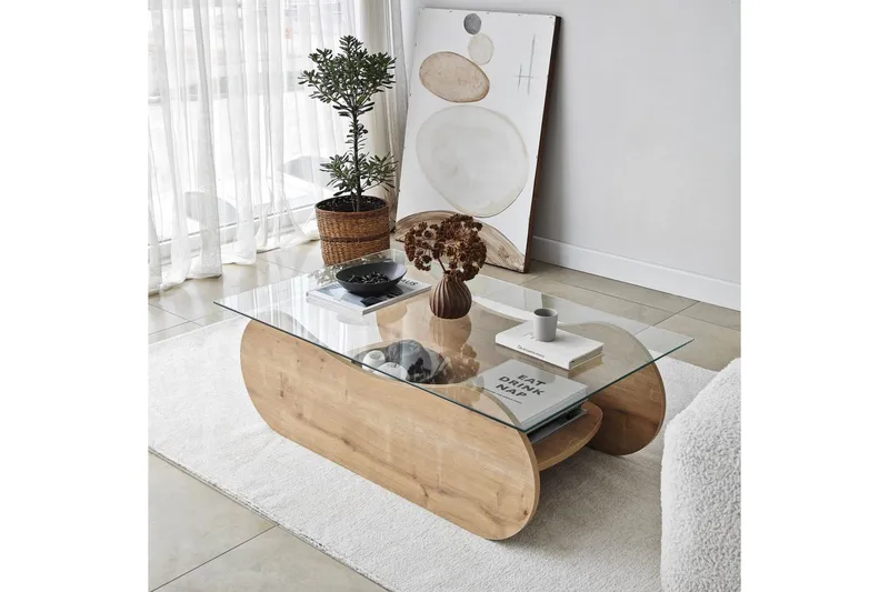 Sohvapöytä Tevrin Safidoniritammi / Läpinäkyvä - Safidoniritammi / Läpinäkyvä - Huonekalut - Pöytä & ruokailuryhmä - Sohvapöytä