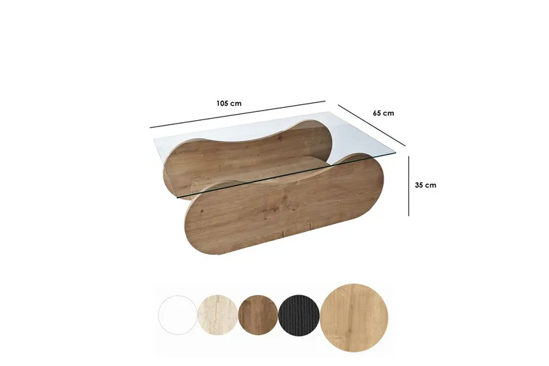 Sohvapöytä Tevrin Safidoniritammi / Läpinäkyvä - Safidoniritammi / Läpinäkyvä - Huonekalut - Pöytä & ruokailuryhmä - Sohvapöytä