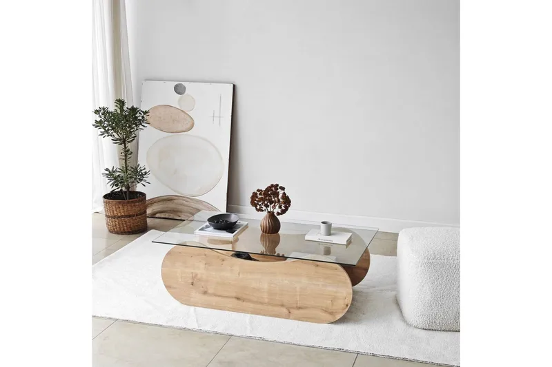 Sohvapöytä Tevrin Safidoniritammi / Läpinäkyvä - Safidoniritammi / Läpinäkyvä - Huonekalut - Pöytä & ruokailuryhmä - Sohvapöytä