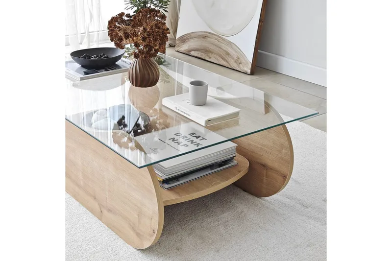 Sohvapöytä Tevrin Safidoniritammi / Läpinäkyvä - Safidoniritammi / Läpinäkyvä - Huonekalut - Pöytä & ruokailuryhmä - Sohvapöytä
