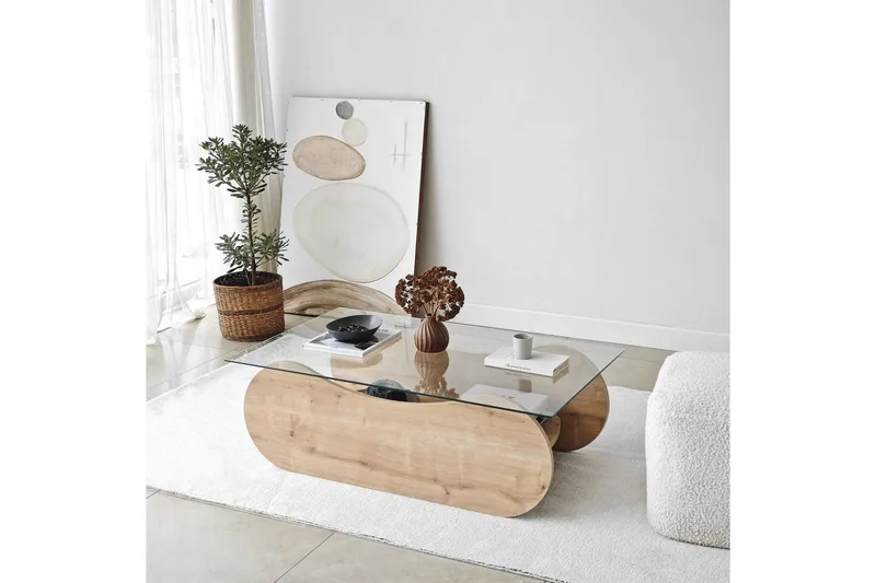 Sohvapöytä Tevrin Safidoniritammi / Läpinäkyvä - Safidoniritammi / Läpinäkyvä - Huonekalut - Pöytä & ruokailuryhmä - Sohvapöytä