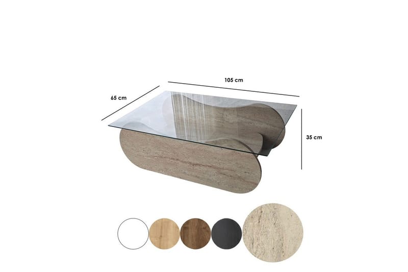 Sohvapöytä Tevrin Travertiini / Läpinäkyvä - Travertiini / Läpinäkyvä - Huonekalut - Pöytä & ruokailuryhmä - Sohvapöytä