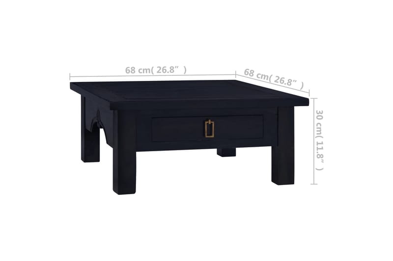 Sohvapöytä vaalea musta kahvi 68x68x30 cm täysi mahonki - Musta - Huonekalut - Pöytä & ruokailuryhmä - Sohvapöytä