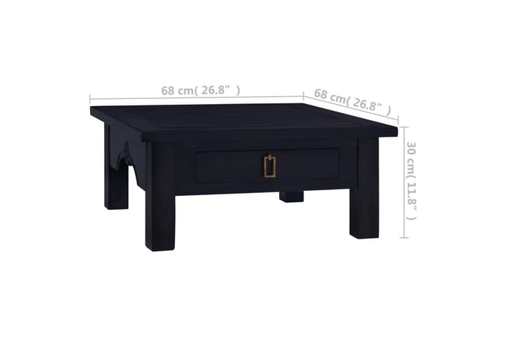Sohvapöytä vaalea musta kahvi 68x68x30 cm täysi mahonki - Musta - Sohvapöytä