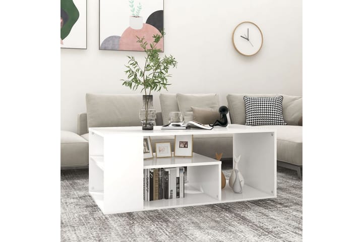 Sohvapöytä valkoinen 100x50x40 cm lastulevy - Sohvapöytä