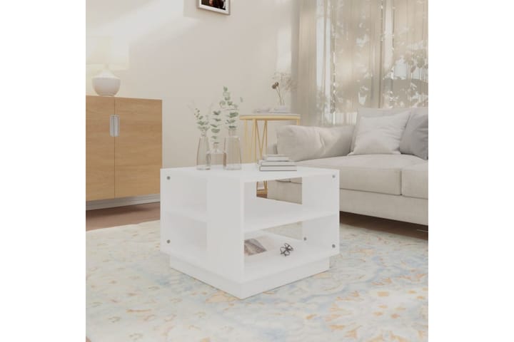 Sohvapöytä valkoinen 55x55x43 cm lastulevy - Valkoinen - Sohvapöytä
