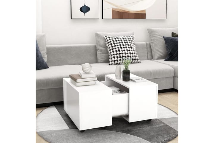 Sohvapöytä valkoinen 60x60x38 cm lastulevy - Sohvapöytä