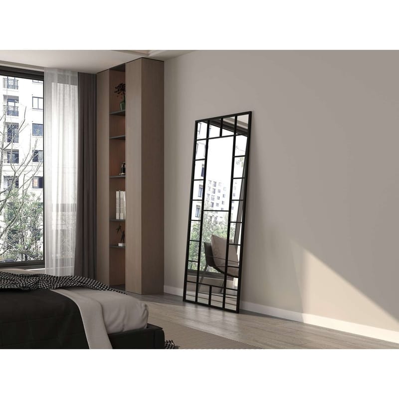 Vornas Lattiapeili 80 x 180 cm - Musta - Sisustustuotteet - Peili - Lattiapeili