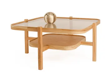 Sohvapöytä Wallxpert Olimpus (90 x 48 x 90 cm) Tammi läpinäkyvä - Tammi - Huonekalut - Pöytä & ruokailuryhmä - Sohvapöytä - Sohvapöytä säilytystilalla