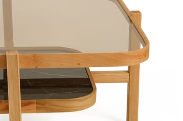 Sohvapöytä Wallxpert Olimpus (90 x 48 x 90 cm) Tammi musta marmori - Tammi ja musta marmori - Huonekalut - Pöytä & ruokailuryhmä - Marmoripöydät