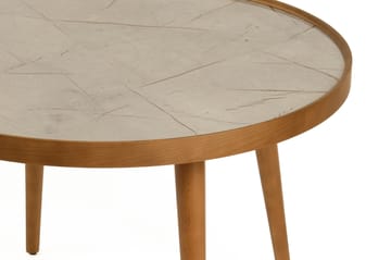 Sohvapöytä Wallxpert Polen (80 x 48 x 80 cm) Pähkinä harmaa marmori - Pähkinä ja harmaa marmori - Huonekalut - Pöytä & ruokailuryhmä - Marmoripöydät