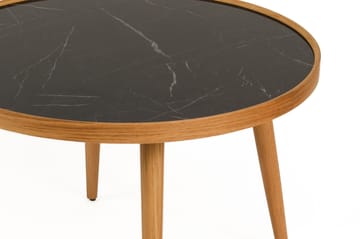 Sohvapöytä Wallxpert Polen (80 x 48 x 80 cm) Tammi musta marmori - Tammi ja musta marmori - Huonekalut - Pöytä & ruokailuryhmä - Marmoripöydät