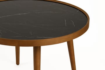 Sohvapöytä Wallxpert Polen (80 x 48 x 80 cm) Pähkinä musta marmori - Pähkinä ja musta marmori - Huonekalut - Pöytä & ruokailuryhmä - Marmoripöydät