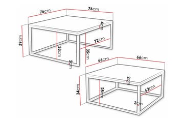 Wardner neliönmuotoinen pinottava sohvapöytä 76 cm puuta metallirungolla - Musta - Huonekalut - Pöytä & ruokailuryhmä - Sohvapöytä
