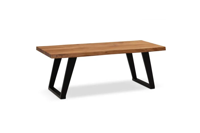 Sohvapöytä Wohnling 120 cm täyspuinen puureuna suorakulmainen maalaistyylinen Musta, viistot juoksijat, Musta, viistot juoksijat