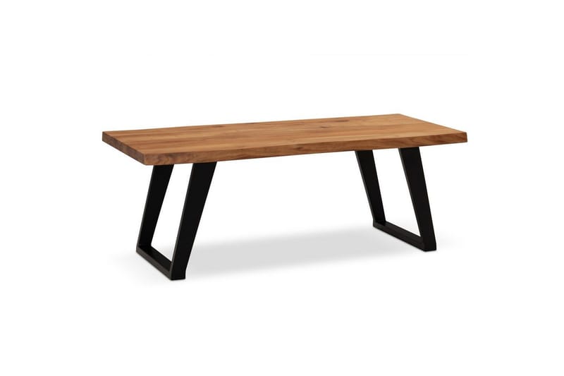 Sohvapöytä Wohnling 120 cm täyspuinen puureuna suorakulmainen maalaistyylinen Musta, viistot juoksijat, Musta, viistot juoksijat