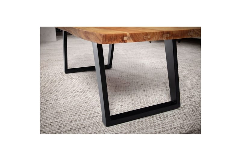 Sohvapöytä Wohnling 120 cm täyspuinen puureuna suorakulmainen maalaistyylinen Musta, viistot juoksijat - Musta, viistot juoksijat - Huonekalut - Pöytä & ruokailuryhmä - Sohvapöytä