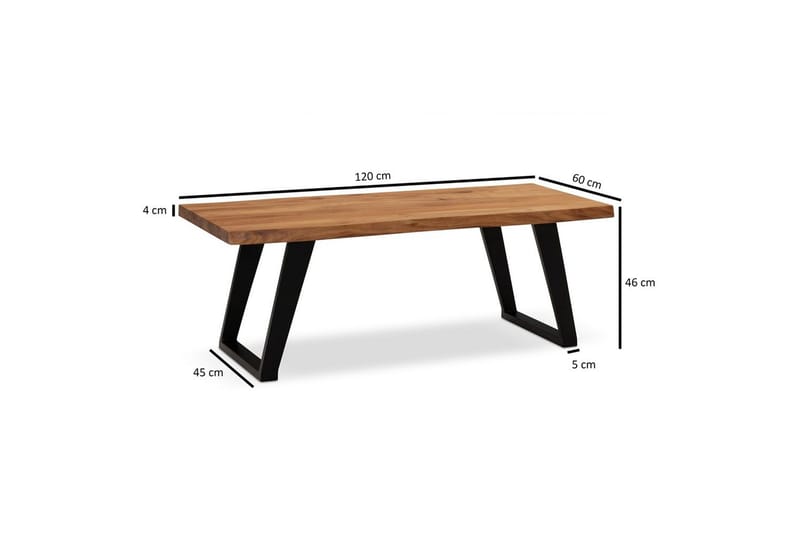 Sohvapöytä Wohnling 120 cm täyspuinen puureuna suorakulmainen maalaistyylinen Musta, viistot juoksijat - Musta, viistot juoksijat - Huonekalut - Pöytä & ruokailuryhmä - Sohvapöytä