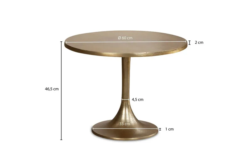 Sohvapöytä Wohnling 60 cm pyöreä kullanvärinen metallirunko, teollinen tyyli - Huonekalut - Pöytä & ruokailuryhmä - Sohvapöytä