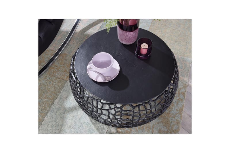 Sohvapöytä Wohnling alumiinivalu, pyöreä 60 cm, käsintehty, moderni tyyli Musta - Musta - Huonekalut - Pöytä & ruokailuryhmä - Sohvapöytä