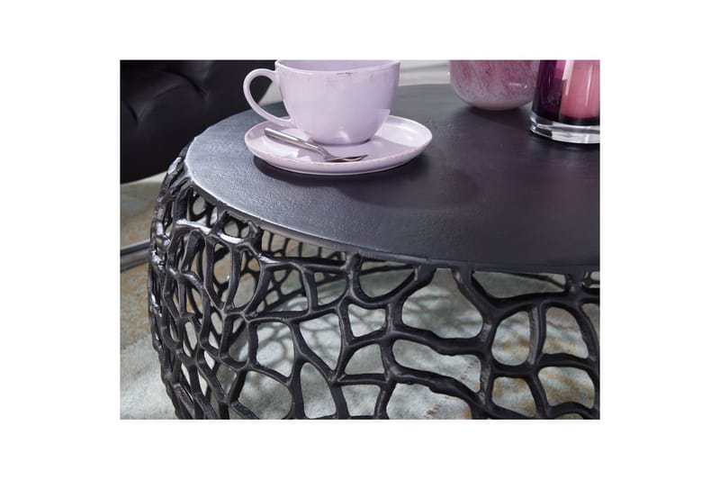 Sohvapöytä Wohnling alumiinivalu, pyöreä 60 cm, käsintehty, moderni tyyli Musta - Musta - Huonekalut - Pöytä & ruokailuryhmä - Sohvapöytä