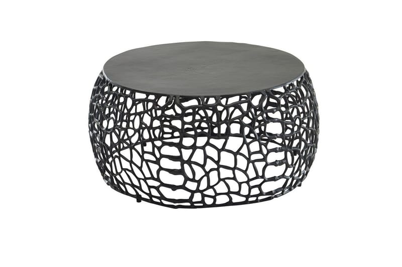 Sohvapöytä Wohnling alumiinivalu, pyöreä 60 cm, käsintehty, moderni tyyli Musta - Musta - Huonekalut - Pöytä & ruokailuryhmä - Sohvapöytä