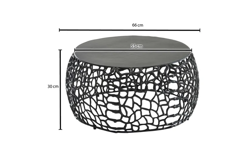 Sohvapöytä Wohnling alumiinivalu, pyöreä 60 cm, käsintehty, moderni tyyli Musta - Musta - Huonekalut - Pöytä & ruokailuryhmä - Sohvapöytä
