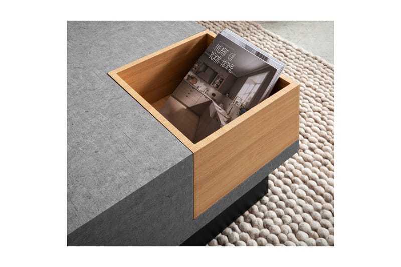 Sohvapöytä Wohnling Betonin näköinen, neliö 65 cm, säilytystila, moderni ilme - Huonekalut - Pöytä & ruokailuryhmä - Sohvapöytä