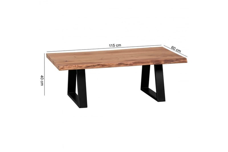 Sohvapöytä Wohnling Gaya-massiivipuinen akasia puun reunailmeellä, maalaistyyli - Huonekalut - Pöytä & ruokailuryhmä - Sohvapöytä