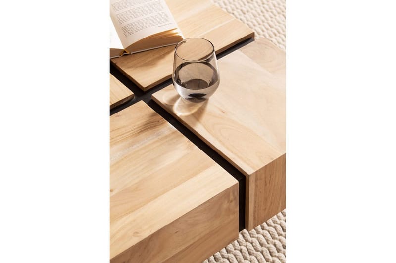 Sohvapöytä Wohnling kokopuuta 60 cm kuutio, neliö, moderni tyyli vaaleanruskea - vaaleanruskea - Huonekalut - Pöytä & ruokailuryhmä - Sohvapöytä