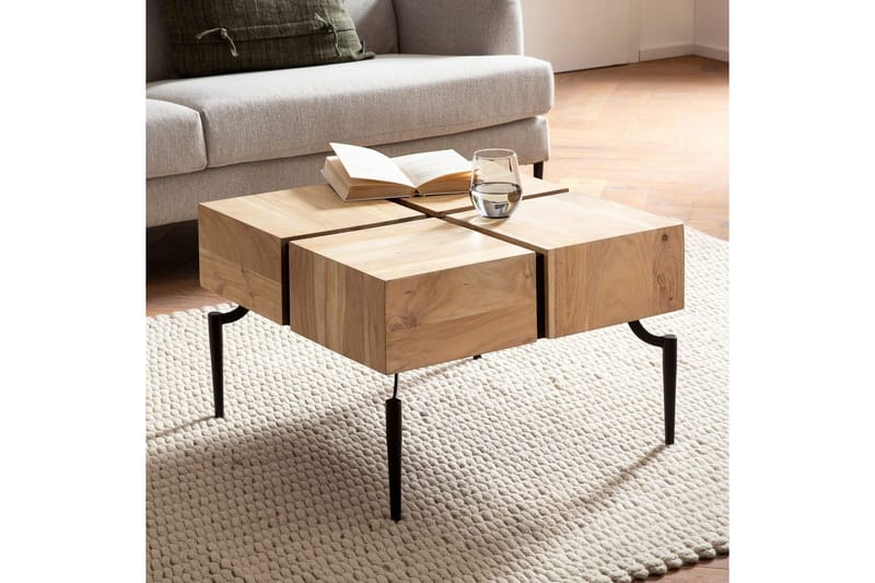 Sohvapöytä Wohnling kokopuuta 60 cm kuutio, neliö, moderni tyyli vaaleanruskea - vaaleanruskea - Huonekalut - Pöytä & ruokailuryhmä - Sohvapöytä