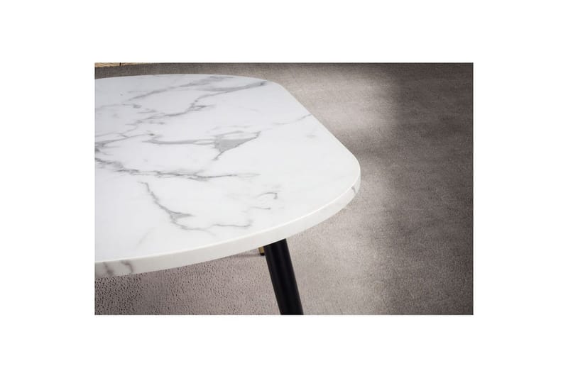 Sohvapöytä Wohnling marmori-ilme 120 cm, ovaali moderni tyyli Marmori valkoinen - Marmori valkoinen - Huonekalut - Pöytä & ruokailuryhmä - Marmoripöydät