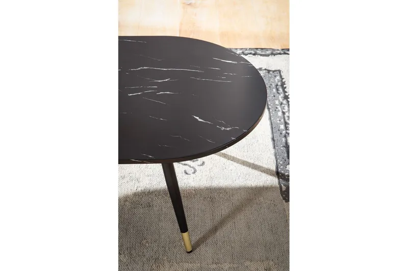 Sohvapöytä Wohnling marmori-ilme 120 cm, ovaali moderni tyyli Musta marmori - Musta marmori - Huonekalut - Pöytä & ruokailuryhmä - Marmoripöydät