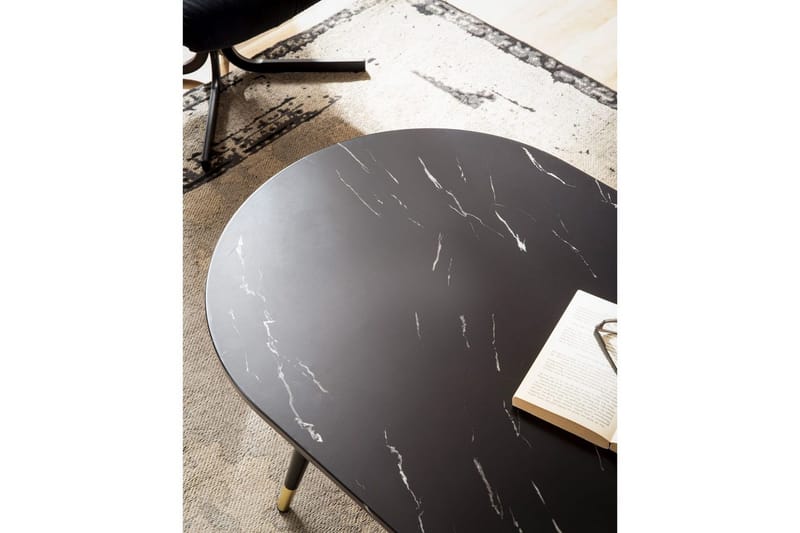 Sohvapöytä Wohnling marmori-ilme 120 cm, ovaali moderni tyyli Musta marmori - Musta marmori - Huonekalut - Pöytä & ruokailuryhmä - Sohvapöytä