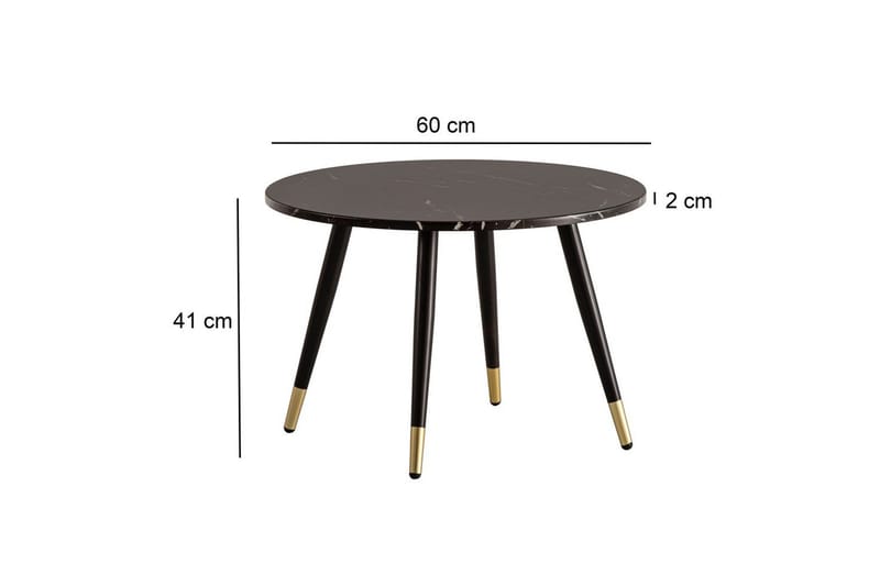 Sohvapöytä Wohnling marmori-ilme 60 cm pyöreä, moderni tyyli Musta marmori - Musta marmori - Huonekalut - Pöytä & ruokailuryhmä - Sohvapöytä