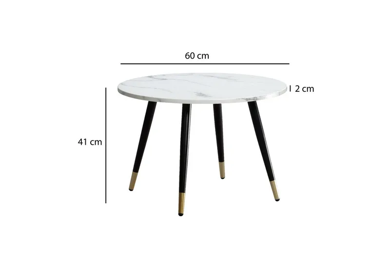 Sohvapöytä Wohnling marmori-ilme 60 cm pyöreä, moderni tyyli Marmori valkoinen - Marmori valkoinen - Huonekalut - Pöytä & ruokailuryhmä - Sohvapöytä